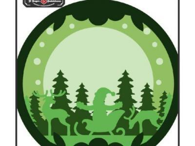 chp0029 santa sleigh 3d round sign 01